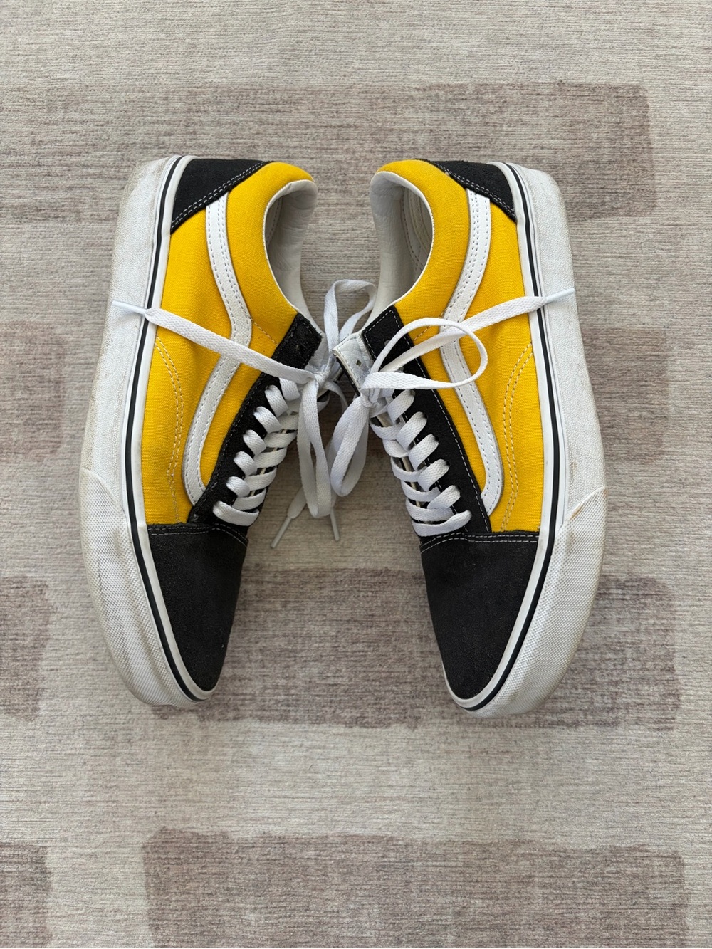 Vans Yellow, Grey and White Old Skool Low Top Sneakers